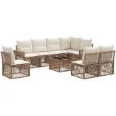 vidaXL Gartensofa-set 9 Stk. Beige und Cremeweiß Poly-Rattan