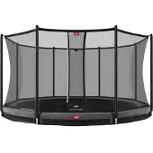Berg Bodentrampolin Favorit InGround 380 + Sicherheitsnetz Comfort Grau