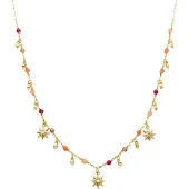 Luxenter Halskette aus 925er Sterlingsilber mit mehrfarbigem Kristall in 18K Gelbgold - Sekhay