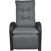 Ebuy24 Jorl Garten Lounge Gartenstuhl, Sofastuhl mit stufenloser Einstellung im Rücken und Fußstütze schwarz/grau.