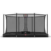 Berg Bodentrampolin Ultim Favorit InGround 410 + Sicherheitsnetz Comfort Grau