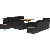 vidaXL Gartensofa-set 11 stk. 10-Sitzanzahl Schwarz