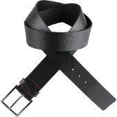 HUGO Ledergürtel "Giaspo-Gr Sz40 10", Herren, Gr. 95, schwarz (schwarz 002), Leder, unifarben, Gürtel Ledergürtel, mit roter Kontrastnaht