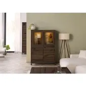 MASSIVMOEBEL24.DE Vitrine Kernbuche 103x40x148 tabacco braun geölt VILLANDERS #202