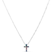 Luxenter Sterling Silber 925 Halskette mit mehrfarbigen Zirkonia rhodiniert - Sharra