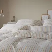 Elegante Web-Seersucker Bettwäsche Paula 160x210 cm + 65x100 cm | multi-pastell - bunt