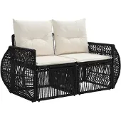 vidaXL Gartensofa-set 6 pcs Schwarz und Cremeweiß Poly-Rattan
