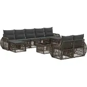 vidaXL Gartensofa-set 10 pcs Grau und Dunkelgrau Poly-Rattan