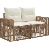 vidaXL Gartensofa-set 4 pcs Beige und Cremeweiß Poly-Rattan
