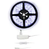 Solight LED-Lichtleiste mit Tester, 5 m, inklusive 12-V-Netzteil, 4,8 W/m, Schutzart IP65, kaltweiß WM50-65T