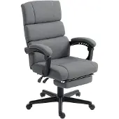HOMCOM Bürostuhl, Ergonomisch mit Samt-Optik Fußstütze, Dunkelgrau