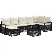 vidaXL Gartensofa-set 8 pcs Schwarz Poly-Rattan