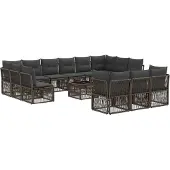 vidaXL Gartensofa-set 14 pcs Grau Poly-Rattan