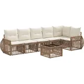 vidaXL Gartensofa-set 7 pcs Beige und Cremeweiß Poly-Rattan