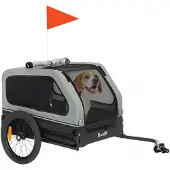 PawHut Fahrradanhänger Hunde Faltbar Hundeanhänger mit herunterklappbare Rampe