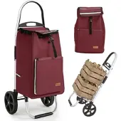 Sekey Aluminium Einkaufstrolley Handwagen Faltbar 25KG Tragkraft 50L Rot