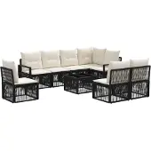 vidaXL Gartensofa-set 9 Stk. Schwarz Poly-Rattan