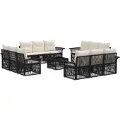 vidaXL Gartensofa-set 13 pcs Schwarz Poly-Rattan