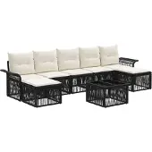 vidaXL Gartensofa-set 8 pcs Schwarz Poly-Rattan