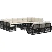 vidaXL Gartensofa-set 14 pcs Schwarz und Cremeweiß Poly-Rattan