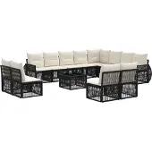 vidaXL Gartensofa-set 13 pcs Schwarz und Cremeweiß Poly-Rattan