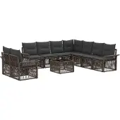 vidaXL Gartensofa-set 10 pcs Grau Poly-Rattan