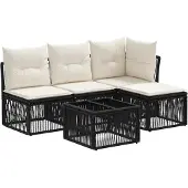 vidaXL Gartensofa-set 5 stk. Schwarz Poly-Rattan