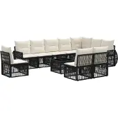 vidaXL Gartensofa-set 11 pcs Schwarz und Cremeweiß Poly-Rattan