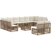 vidaXL Gartensofa-set 13 Stk. Beige Poly-Rattan