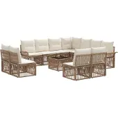 vidaXL Gartensofa-set 12 pcs Beige Poly-Rattan