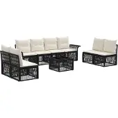 vidaXL Gartensofa-set 9 pcs Schwarz Poly-Rattan