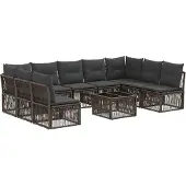 vidaXL Gartensofa-set 10 pcs Grau Poly-Rattan