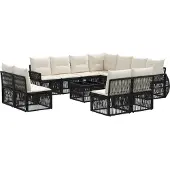 vidaXL Gartensofa-set 12 pcs Schwarz und Cremeweiß Poly-Rattan