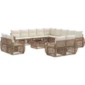 vidaXL Gartensofa-set 14 Stk. Beige und Cremeweiß Poly-Rattan
