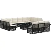 vidaXL Gartensofa-set 14 pcs Schwarz Poly-Rattan