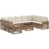 vidaXL Gartensofa-set 10 pcs Beige und Cremeweiß Poly-Rattan