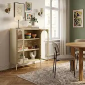 En.casa Vitrinen-Sideboard Klippestad Stahl 95x80x35 cm Kamelfarben []