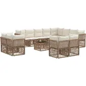 vidaXL Gartensofa-set 13 pcs Beige Poly-Rattan