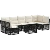 vidaXL Gartensofa-set 8 stk. Schwarz Poly-Rattan
