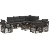 vidaXL Gartensofa-set 9 pcs Grau Poly-Rattan
