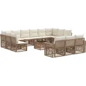 vidaXL Gartensofa-set 14 pcs Beige und Cremeweiß Poly-Rattan