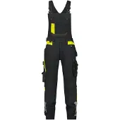 Dassy Stretch-Arbeitslatzhose mit Kniepolstertaschen Ulsan - schwarz/neongelb - 67