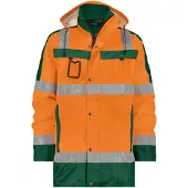 Dassy Warnschutz Parka Limasol - neonorange/flaschengrün - S