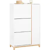 SoBuy FSR189-WN Schuhschrank - Weißer Holzverbundstoff mit 3 Klappen & Tür