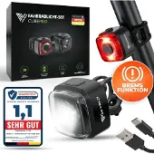 MIVELO - LED Fahrradlicht-Set - USB aufladbar - mit Bremslicht - Schwarz