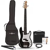 Gear4Music LA 5-saitige Bassgitarre von Schwarz im Paket mit 15-Watt-Verstärker