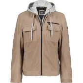 Donders 1860 Hideout Lederjacke mit Kapuze - Taupe