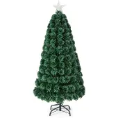 Costway Künstlicher Weihnachtsbaum - 150 cm - Grün - 170 LED-Lichter - Mit Stern & 8 Lichtebenen