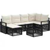 vidaXL Gartensofa-set 7 pcs Schwarz Poly-Rattan