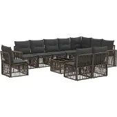 vidaXL Gartensofa-set 11 pcs Grau und Dunkelgrau Poly-Rattan